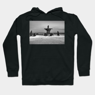 Inuit Inukshuk on Hudson Bay in Black & White Hoodie